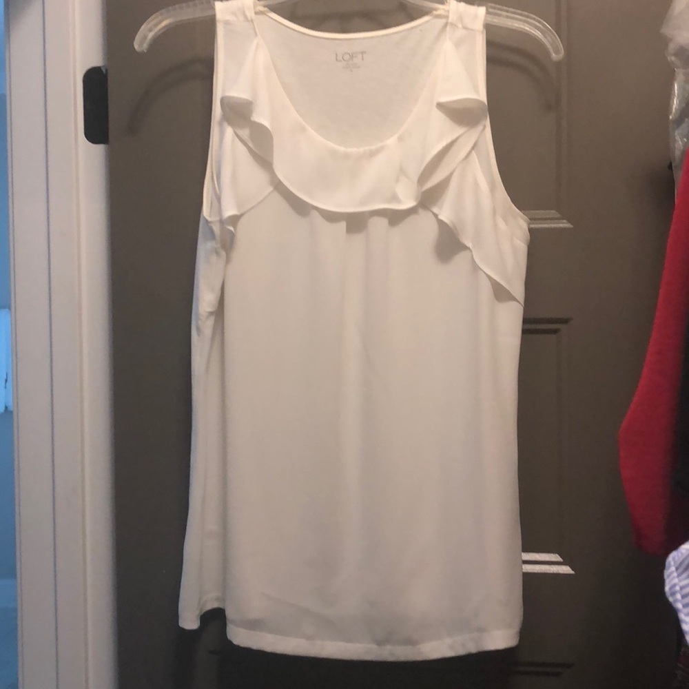 White ruffled tank